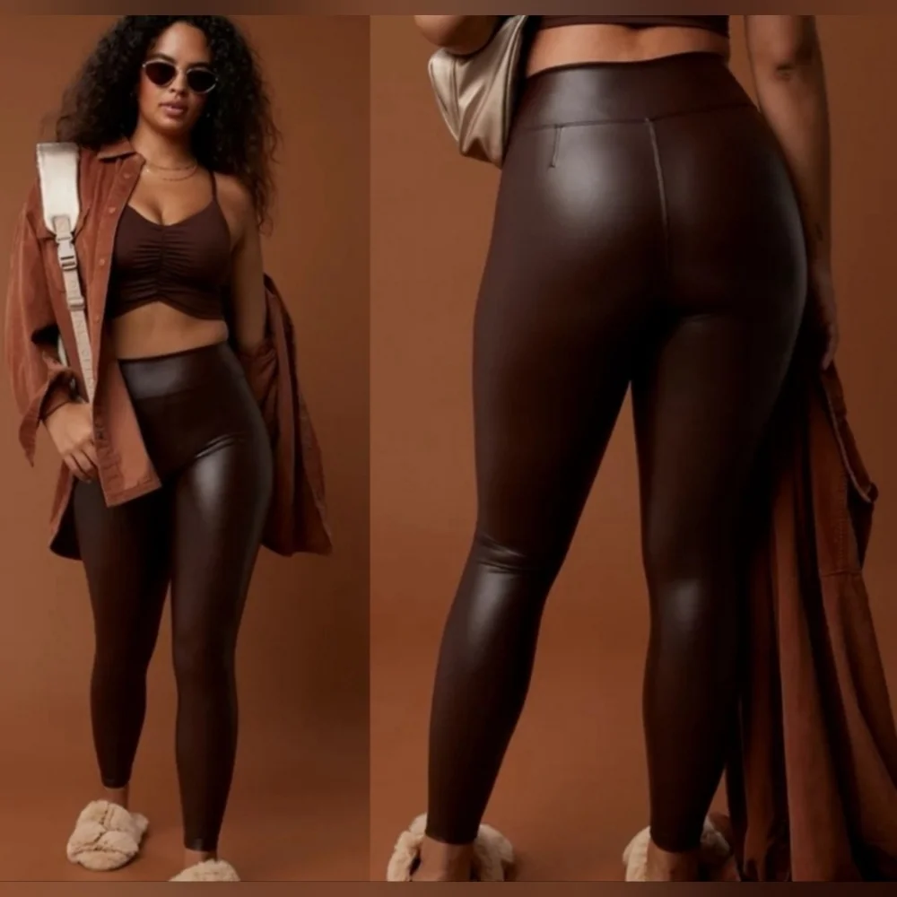 OFFLINE By Aerie Real Luxe Faux Leather Leggings- In Chocolate!! - Picture 1 of 11